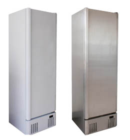 Scanfrost Upright Service Cabinets - White and Stainless Steel