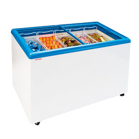 Showcase Display Freezers with Flat Glass Sliding Lids