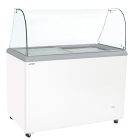 Showcase Display Freezers with Flat Glass Sliding Lids